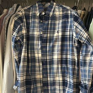 Ralph Lauren Men’s Dress Shirt, Blue and White Pattern, XL, Classic Fit